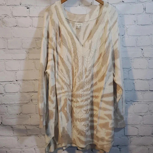 Wonderly Women's Long Sleeve Cable Knit Sweater Tan Twist 3X - Picture 2 of 7